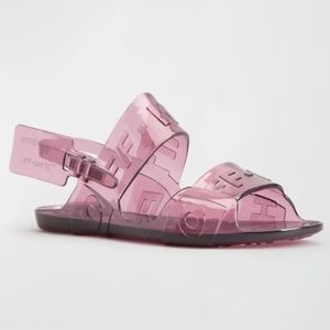 Off-White Logo Jelly Slingback Buckled Flat Sandals